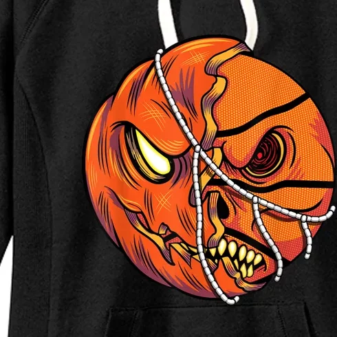 Pumpkin Skull Design Halloween Hooper Basketball Player Women's Fleece Hoodie