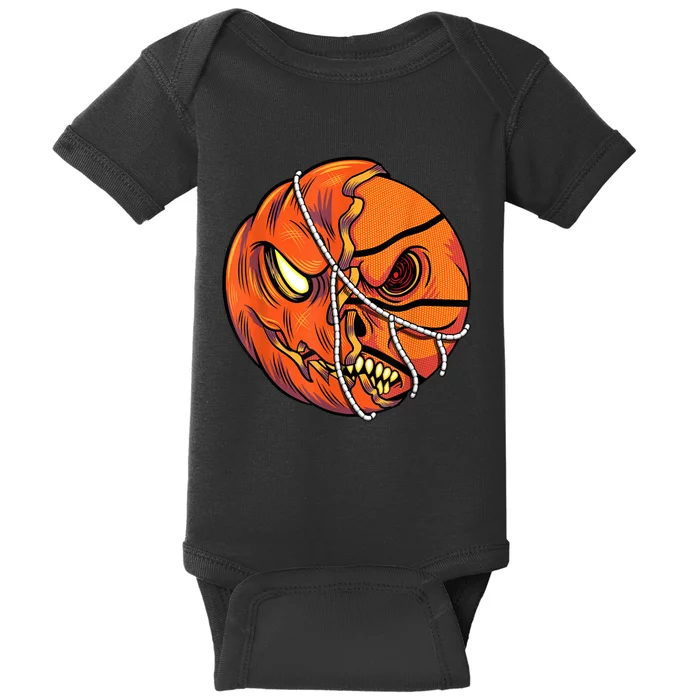 Pumpkin Skull Design Halloween Hooper Basketball Player Baby Bodysuit