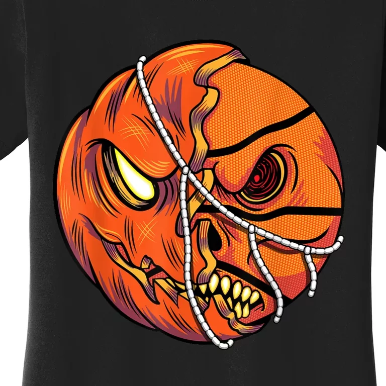 Pumpkin Skull Design Halloween Hooper Basketball Player Women's T-Shirt