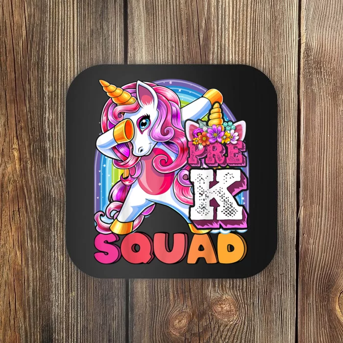 PreK Squad Dabbing Unicorn Back To School Girl Gift Coaster