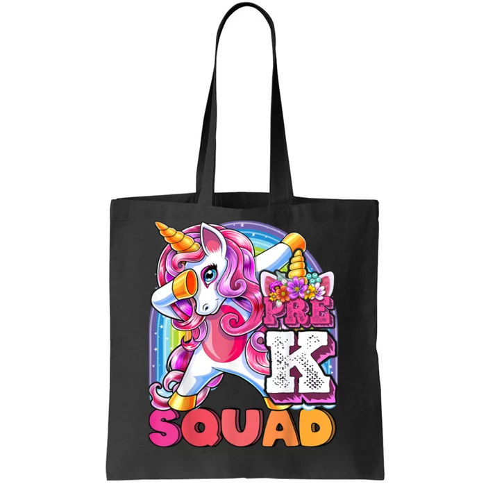 PreK Squad Dabbing Unicorn Back To School Girl Gift Tote Bag