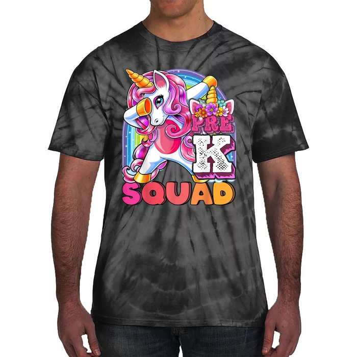 PreK Squad Dabbing Unicorn Back To School Girl Gift Tie-Dye T-Shirt