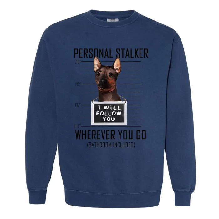 Personal Stalker Dog Hairless Terrier I Will Follow You Garment-Dyed Sweatshirt