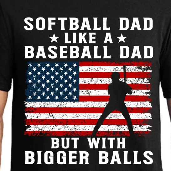 Patriotic Softball Dad Like A Baseball Dad Gift Pajama Set