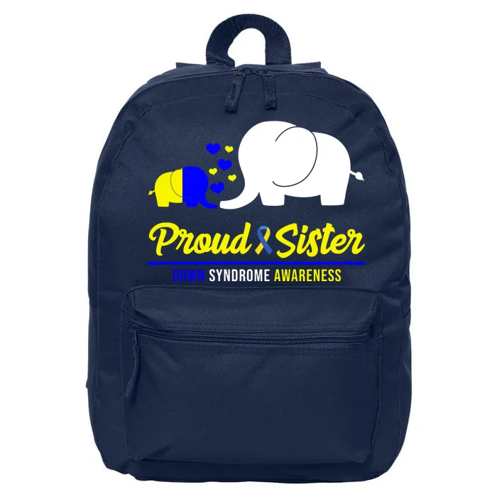 Proud Sister Down Syndrome Awareness Elephant 16 in Basic Backpack