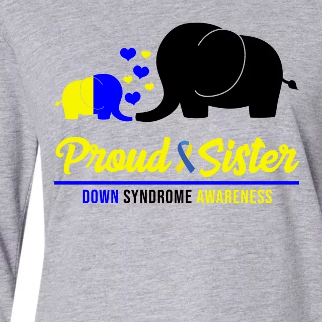 Proud Sister Down Syndrome Awareness Elephant Womens Cotton Relaxed Long Sleeve T-Shirt