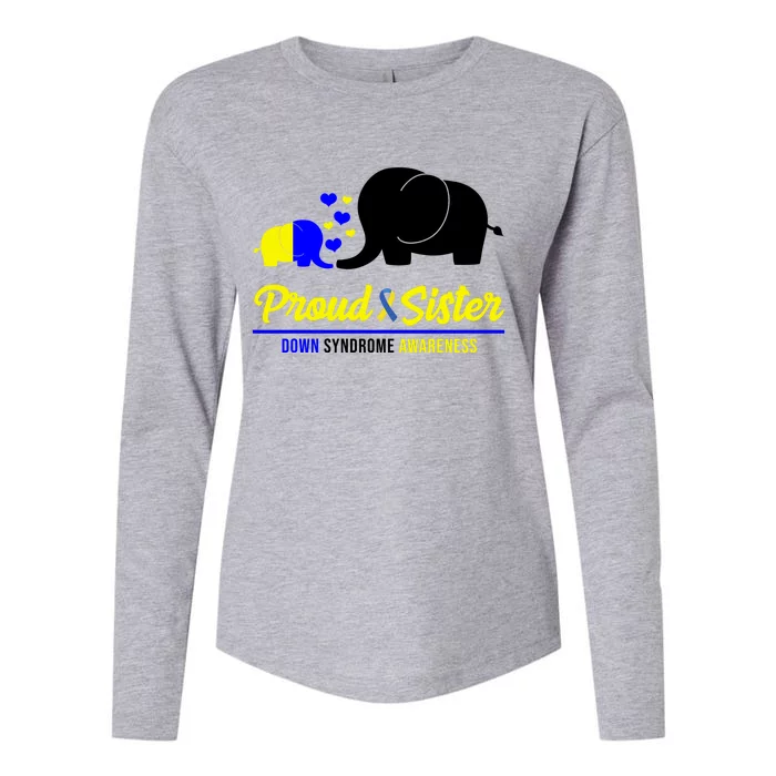 Proud Sister Down Syndrome Awareness Elephant Womens Cotton Relaxed Long Sleeve T-Shirt