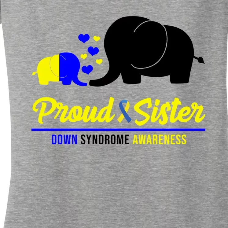 Proud Sister Down Syndrome Awareness Elephant Women's V-Neck T-Shirt