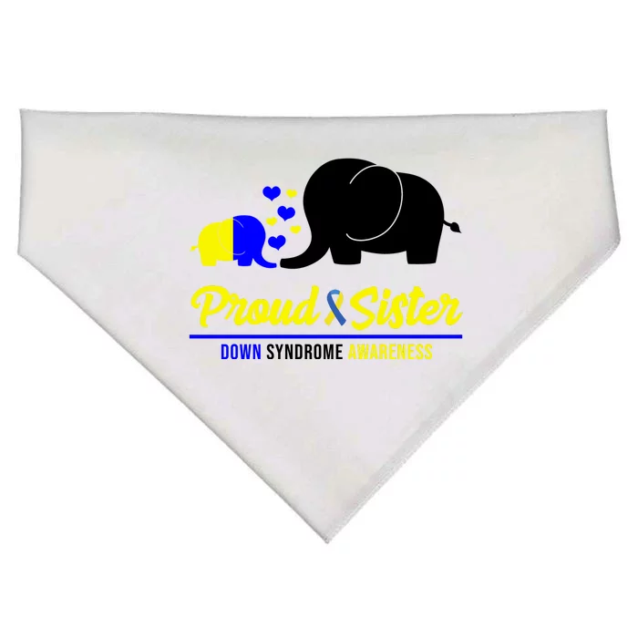 Proud Sister Down Syndrome Awareness Elephant USA-Made Doggie Bandana