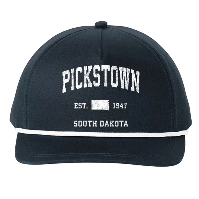 Pickstown South Dakota Sd Vintage Athletic Sports Snapback Five-Panel Rope Hat