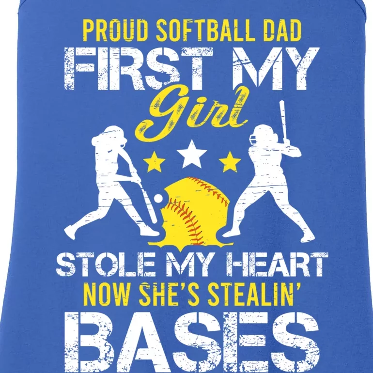 Proud Softball Dad Father Day Coach Sport Cute Gift Ladies Essential Tank