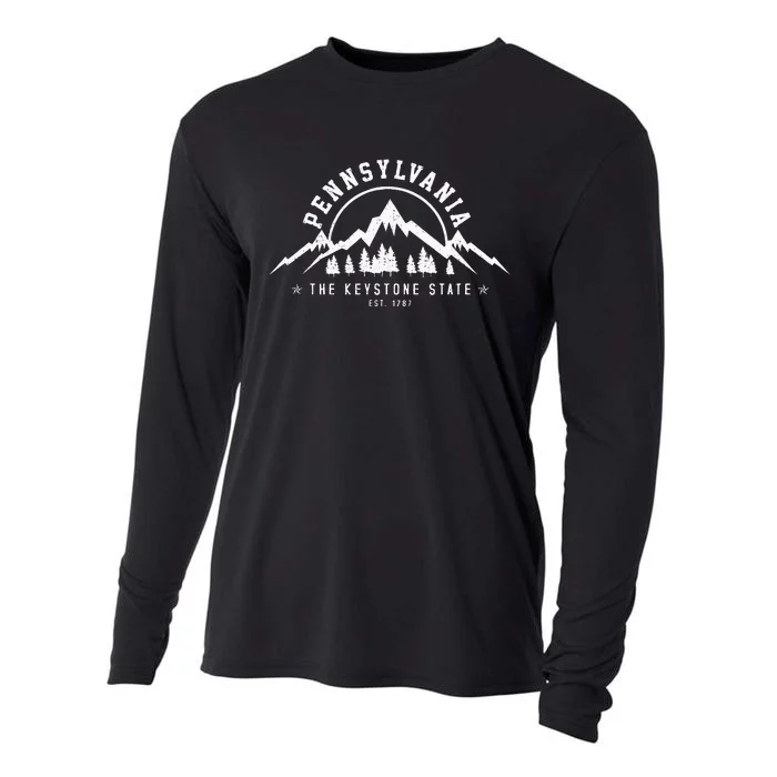 Pennsylvania State Est. 1787 Vintage Mountains Gift Cooling Performance Long Sleeve Crew