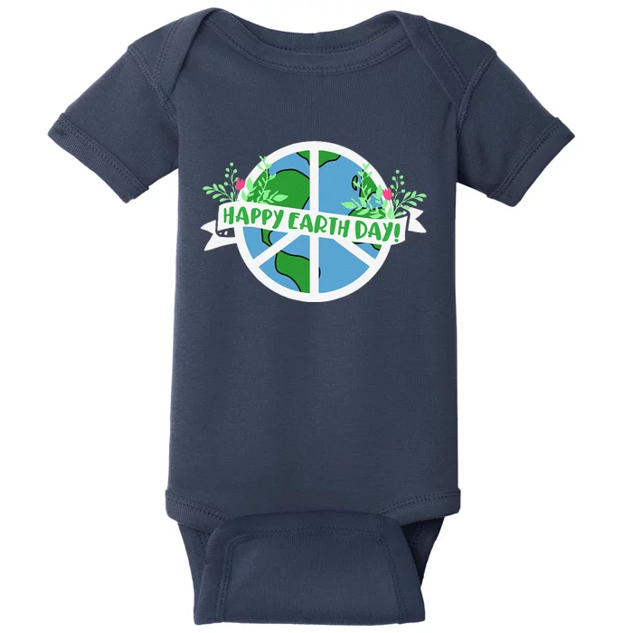 Peace Sign Earth Day Design Baby Bodysuit