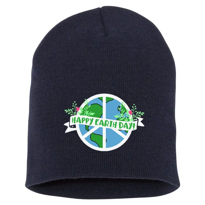 Peace Sign Earth Day Design Short Acrylic Beanie