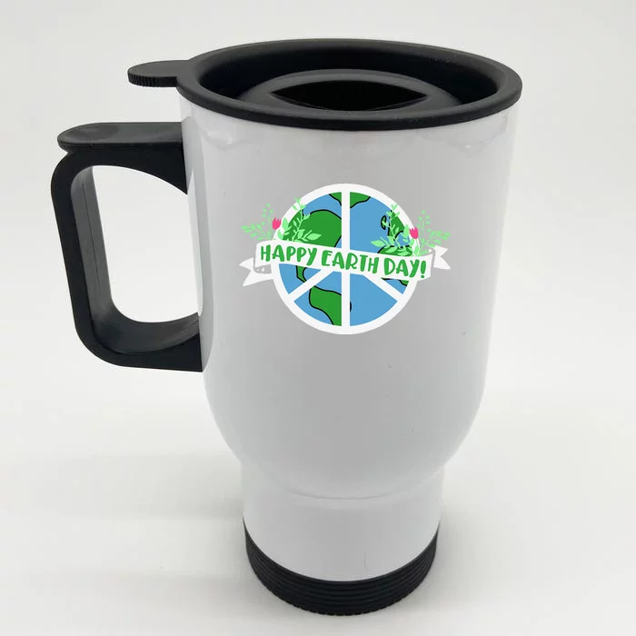 Peace Sign Earth Day Design Front & Back Stainless Steel Travel Mug