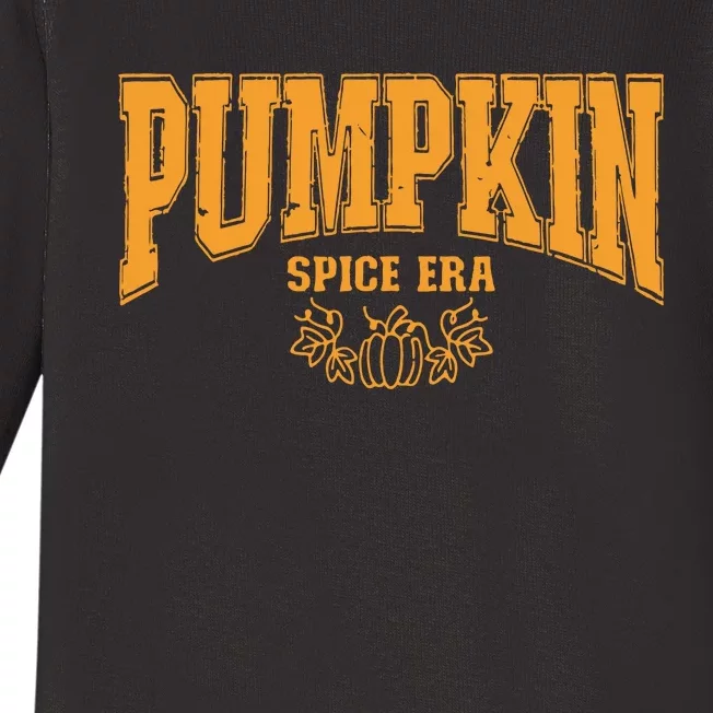 Pumpkin Spice Era Varsity Thanksgiving Family Trendy Baby Long Sleeve Bodysuit