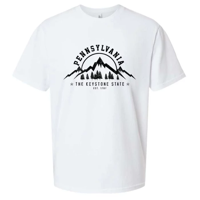 Pennsylvania State Est. 1787 Vintage Mountains Gift Sueded Cloud Jersey T-Shirt