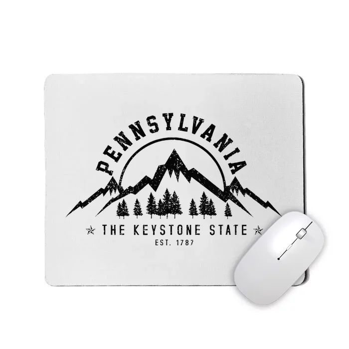 Pennsylvania State Est. 1787 Vintage Mountains Gift Mousepad