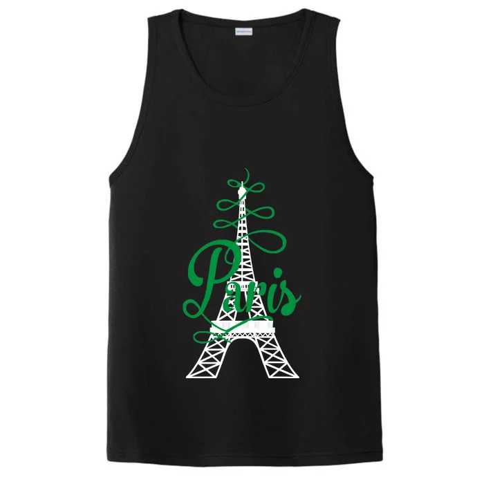 Paris Script Eiffel Tower French France Performance Tank