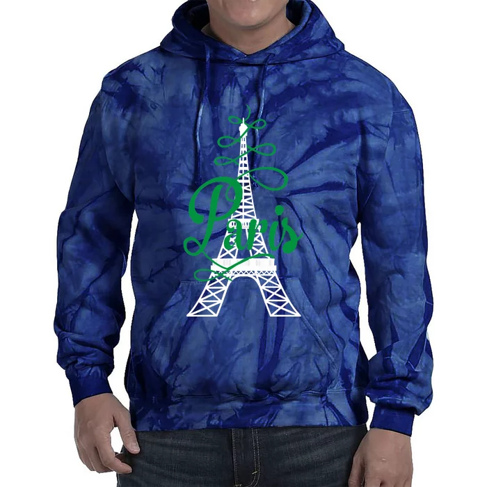 Paris Script Eiffel Tower French France Tie Dye Hoodie