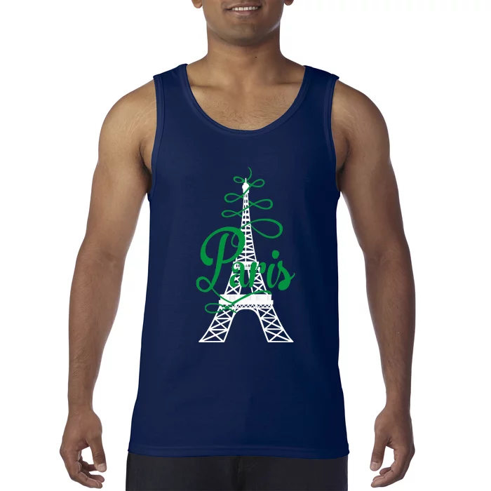 Paris Script Eiffel Tower French France Tank Top