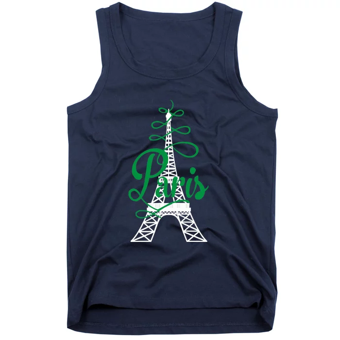 Paris Script Eiffel Tower French France Tank Top