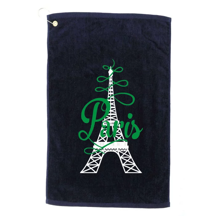 Paris Script Eiffel Tower French France Platinum Collection Golf Towel