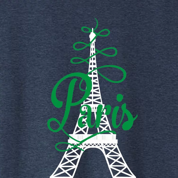 Paris Script Eiffel Tower French France Women's Crop Top Tee