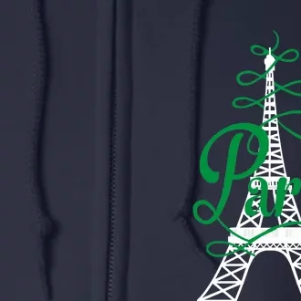 Paris Script Eiffel Tower French France Full Zip Hoodie