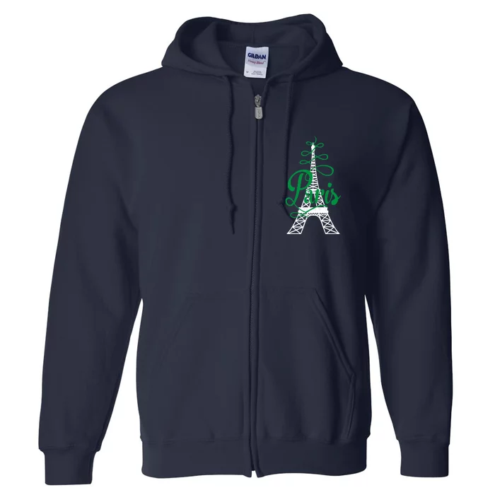 Paris Script Eiffel Tower French France Full Zip Hoodie