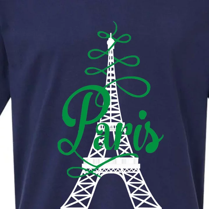 Paris Script Eiffel Tower French France Sueded Cloud Jersey T-Shirt