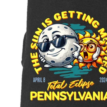 Pennsylvania Solar Eclipse Apr 8 2024 Sun Is Getting Mooned Doggie 3-End Fleece Hoodie