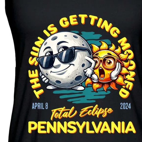 Pennsylvania Solar Eclipse Apr 8 2024 Sun Is Getting Mooned Ladies Essential Flowy Tank