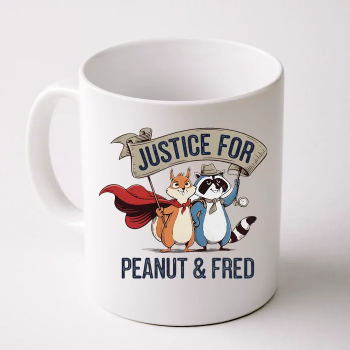 Peanut Squirrel & Fred Raccoo Justice For Peanut Wanted Front & Back Coffee Mug