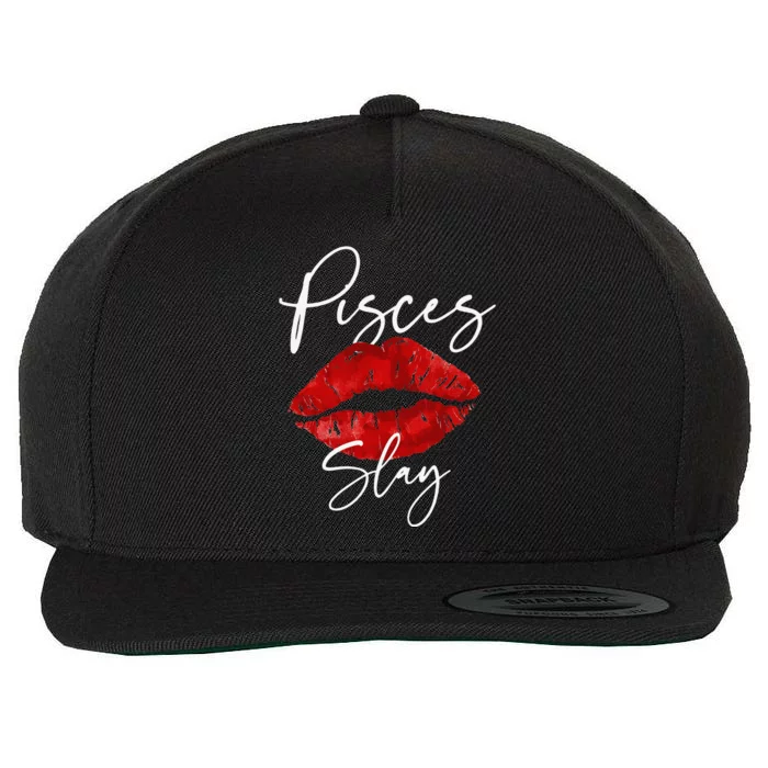 Pisces Slay February March Birthday red Lipstick Wool Snapback Cap