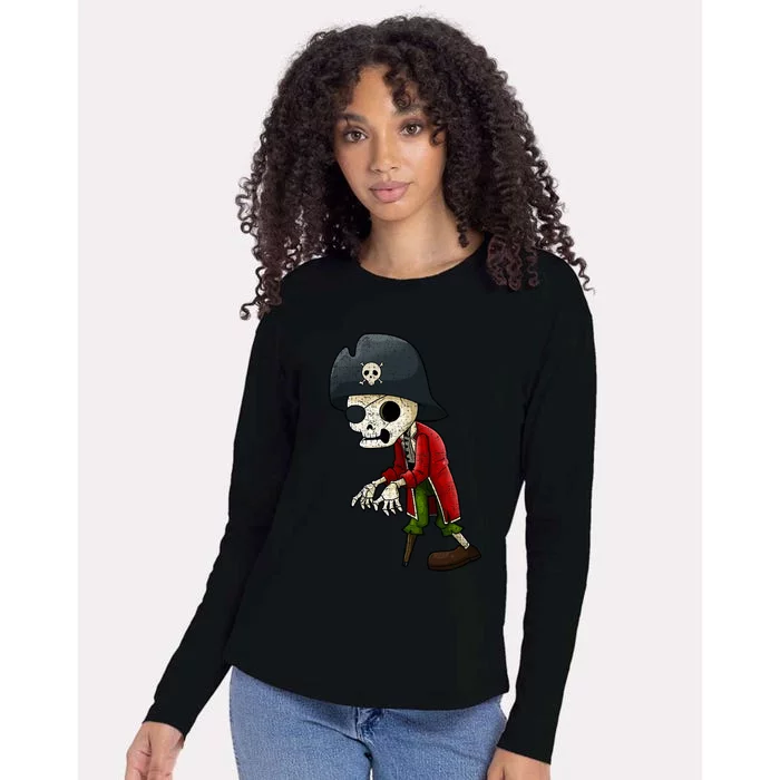 Pirate Skeleton Funny Halloween Grunge Monster Gift Womens Cotton Relaxed Long Sleeve T-Shirt