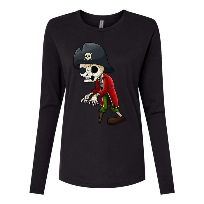 Pirate Skeleton Funny Halloween Grunge Monster Gift Womens Cotton Relaxed Long Sleeve T-Shirt