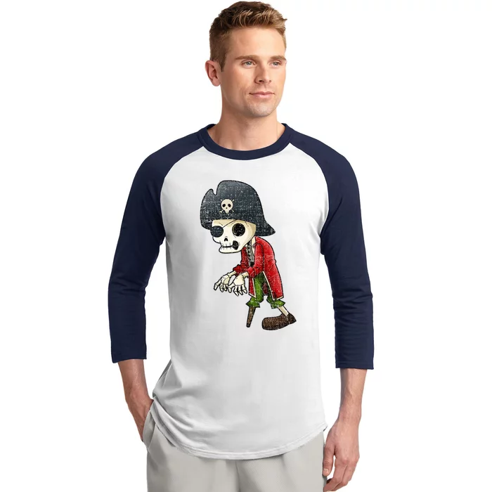 Pirate Skeleton Funny Halloween Grunge Monster Gift Baseball Sleeve Shirt