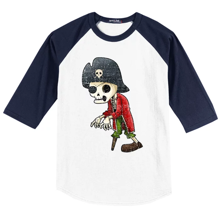 Pirate Skeleton Funny Halloween Grunge Monster Gift Baseball Sleeve Shirt