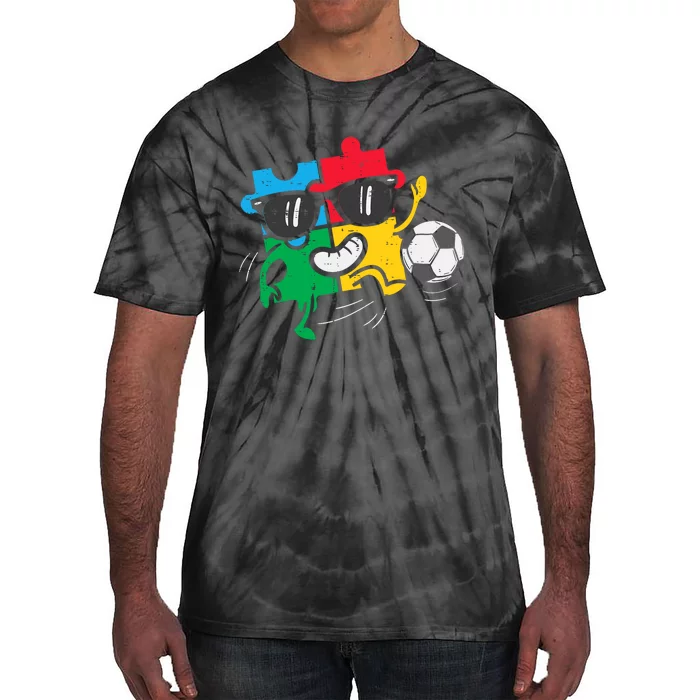 Puzzle Soccer Football Autism Awareness Sports Tie-Dye T-Shirt