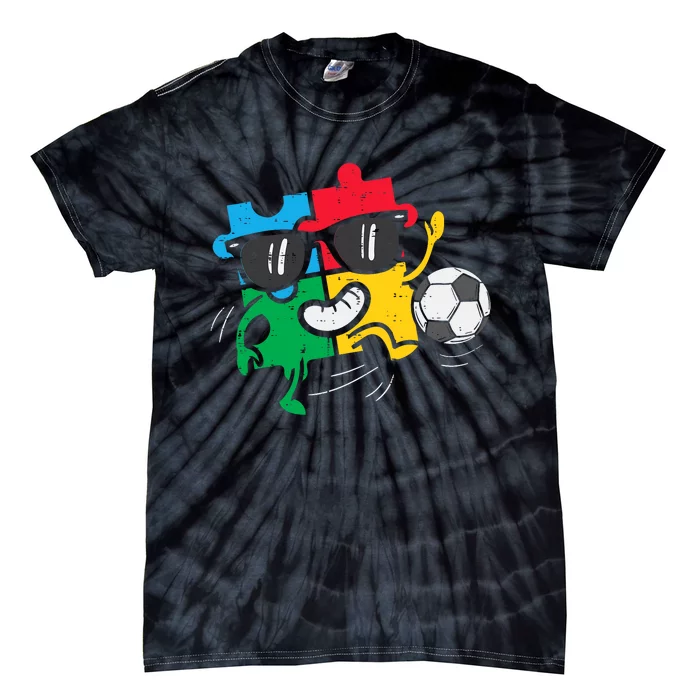 Puzzle Soccer Football Autism Awareness Sports Tie-Dye T-Shirt