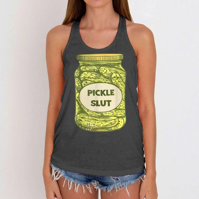 Pickle Slut Funny Canned Pickles Women's Knotted Racerback Tank