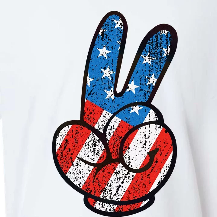 peace sign fingers 4th of july peace sign flag Sueded Cloud Jersey T-Shirt