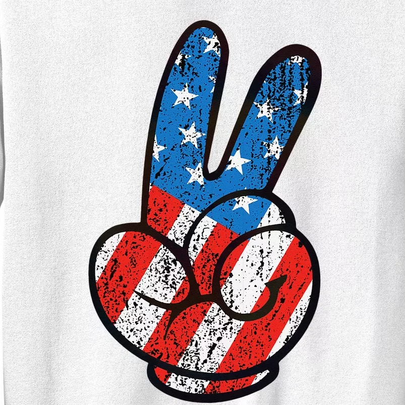 peace sign fingers 4th of july peace sign flag Sweatshirt