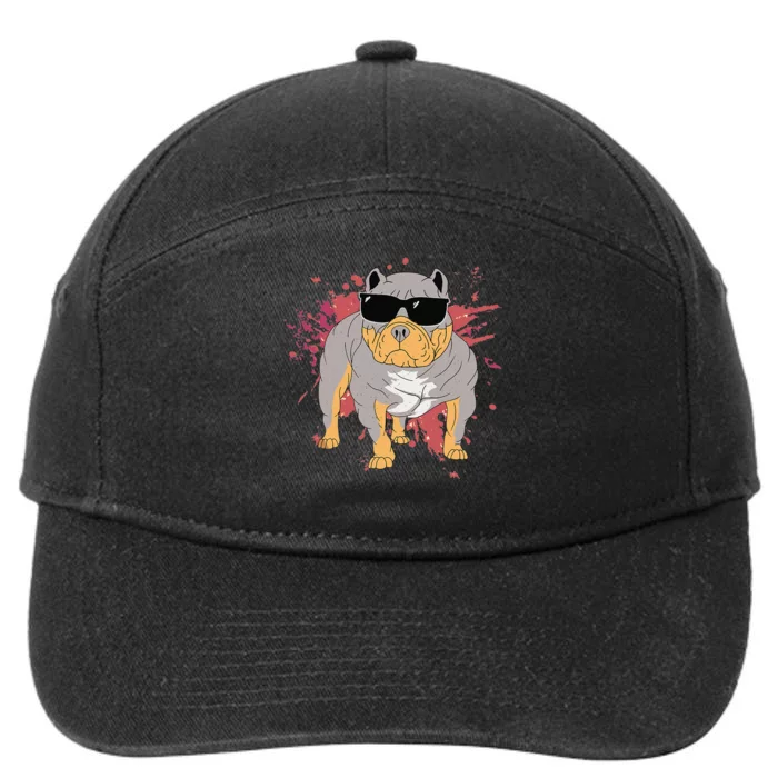 Pitbull Sunglasses Funny American Bully Dog Pitbulls Lover 7-Panel Snapback Hat