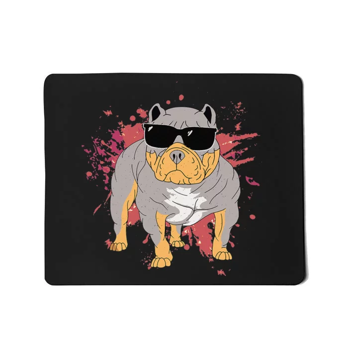 Pitbull Sunglasses Funny American Bully Dog Pitbulls Lover Mousepad