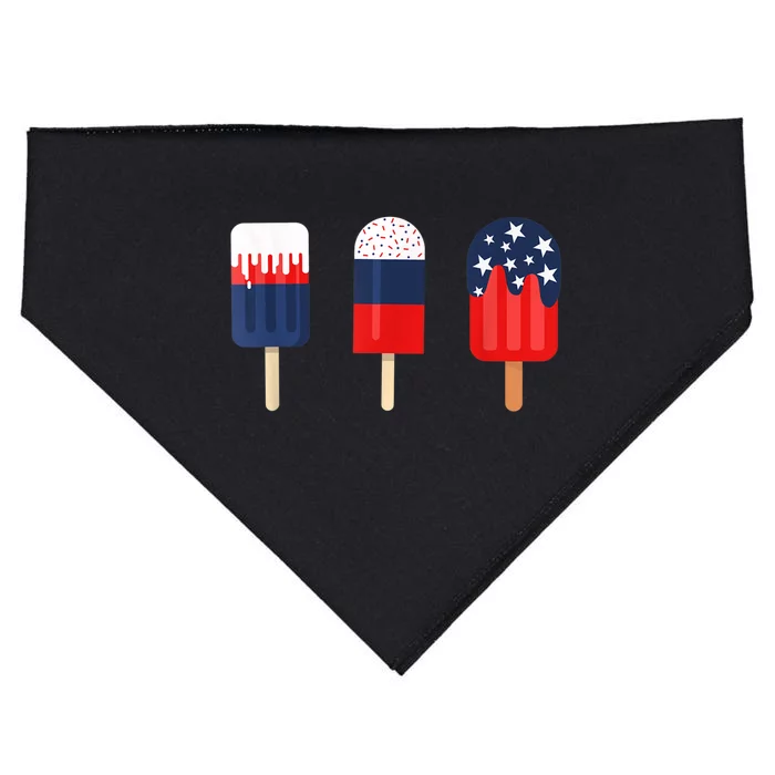 Patriotic Shirts For Women 4th Of July Shirts Women Popsicle USA-Made Doggie Bandana