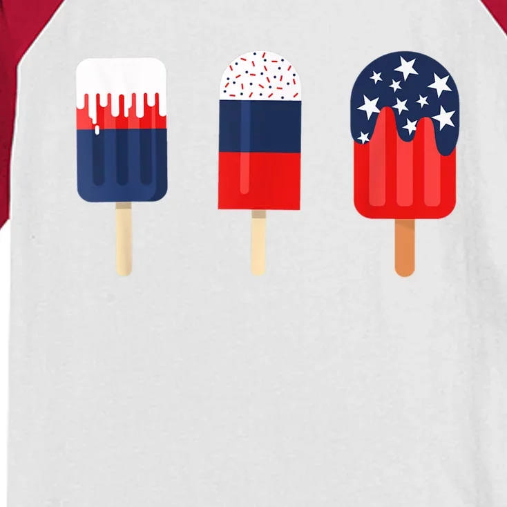 Patriotic Shirts For Women 4th Of July Shirts Women Popsicle Kids Colorblock Raglan Jersey