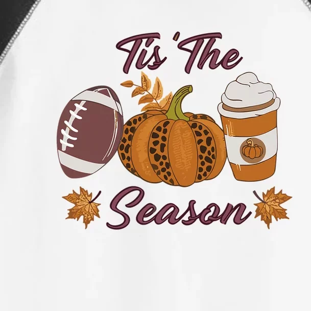 Pumpkin Spice Football Tis The Season Fall Thanksgiving Toddler Fine Jersey T-Shirt