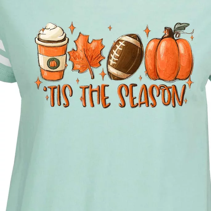 Pumpkin Spice Football Tis The Season Fall Thanksgiving Gift Enza Ladies Jersey Football T-Shirt